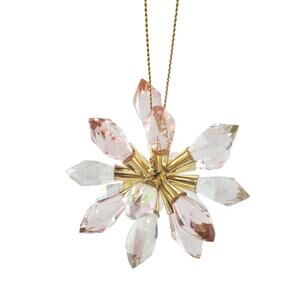 Vintage Suncatcher Holiday Crystal Prism Glass Orbit Christmas Ornament 3D Pink